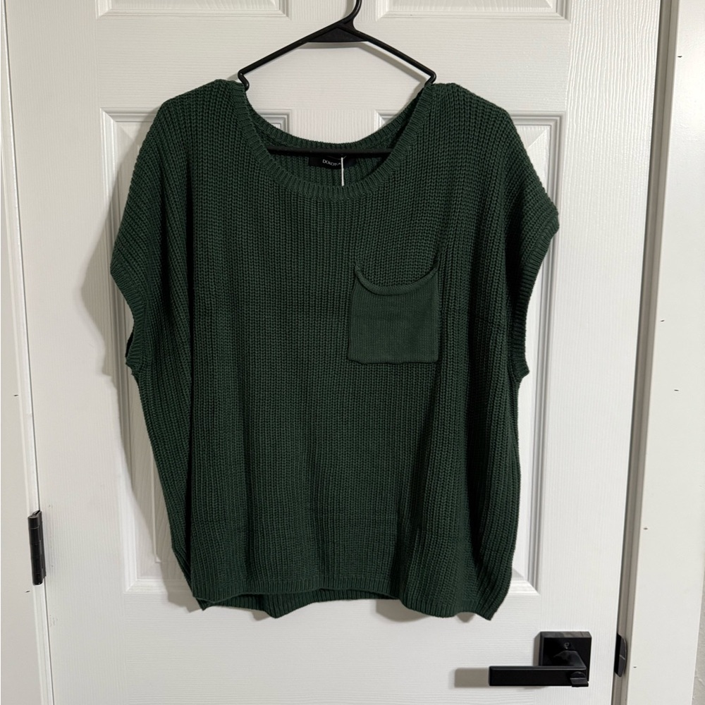 Green Knit Sweater with Pocket